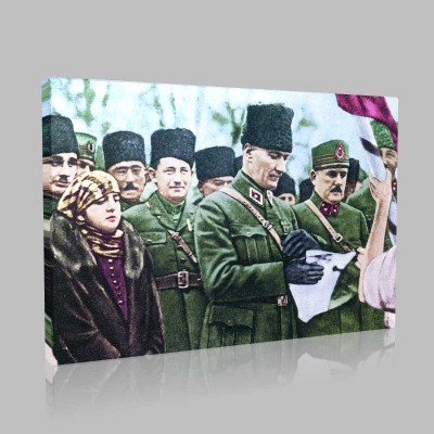 Renkli Atatürk Resimleri 114 Kanvas Tablo