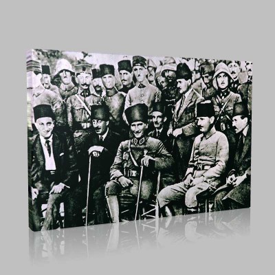 Siyah Beyaz Atatürk Resimleri  207 Kanvas Tablo