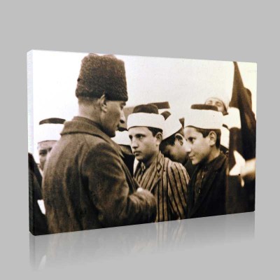 Siyah Beyaz Atatürk Resimleri  221 Kanvas Tablo