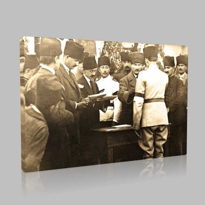 Siyah Beyaz Atatürk Resimleri  324 Kanvas Tablo