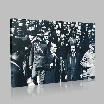 Siyah Beyaz Atatürk Resimleri  330 Kanvas Tablo