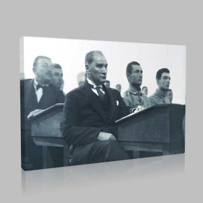 Siyah Beyaz Atatürk Resimleri  350 Kanvas Tablo