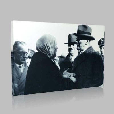 Siyah Beyaz Atatürk Resimleri  352 Kanvas Tablo