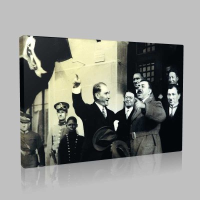 Siyah Beyaz Atatürk Resimleri  445 Kanvas Tablo