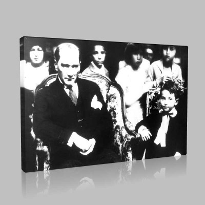 Siyah Beyaz Atatürk Resimleri  478 Kanvas Tablo