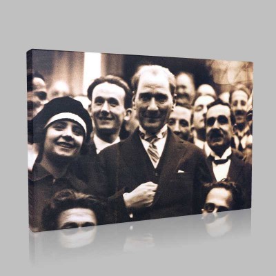 Siyah Beyaz Atatürk Resimleri  48 Kanvas Tablo