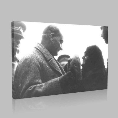 Siyah Beyaz Atatürk Resimleri  490 Kanvas Tablo
