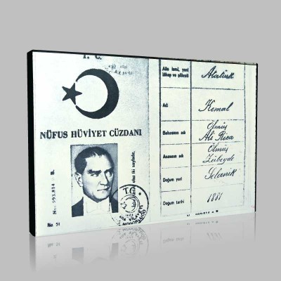 Siyah Beyaz Atatürk Resimleri  650 Kanvas Tablo