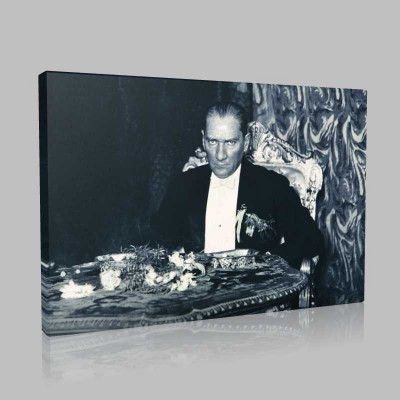 Siyah Beyaz Atatürk Resimleri  653 Kanvas Tablo