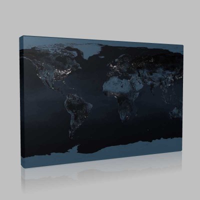 Dünya Haritası Gece Kanvas Tablo