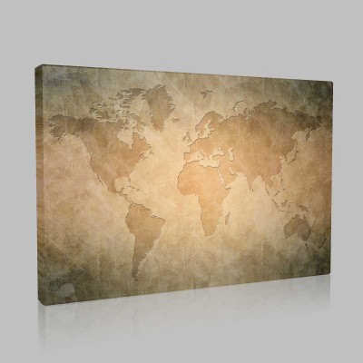 Dünya Haritası Vintage Kanvas Tablo