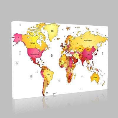 Dünya Siyasi Harita Kanvas Tablo