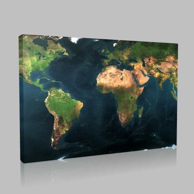 Fiziki Dünya Haritası Kanvas Tablo