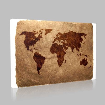 Karton Üzerinde Dünya Haritası Kanvas Tablo