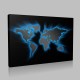 Mavi Işıklı Dünya Haritası Kanvas Tablo