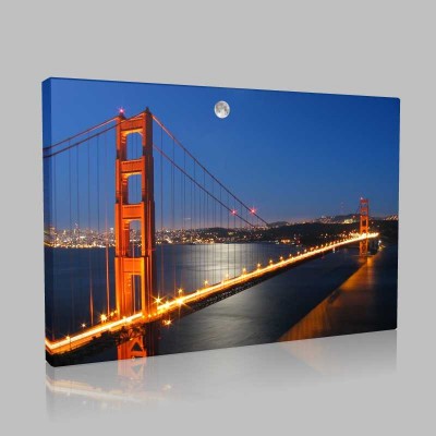 Ayışığında Golden Gate Amerika Kanvas Tablo