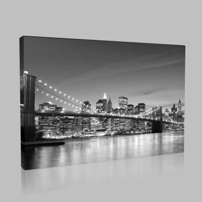 Brooklyn Köprüsü Siyah Beyaz Amerika Kanvas Tablo