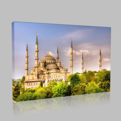 Ağaçların Arasından Sultan Ahmet Camii Kanvas Tablo
