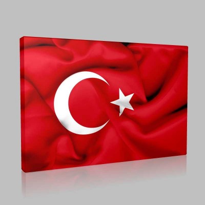 Dalgalı Türk Bayrağı Kanvas Tablo
