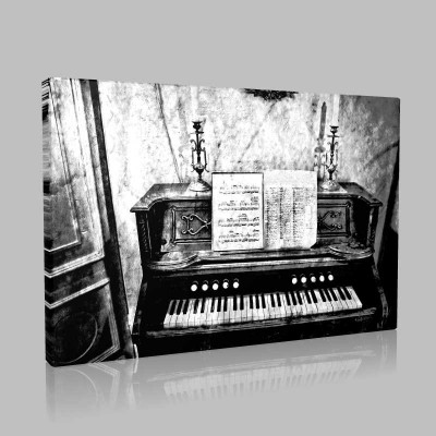 VIntage Piyano Ve Notalar Kanvas Tablo
