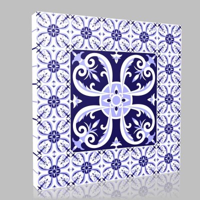 Arabic White Blue Tiles Floor  Kanvas Tablo