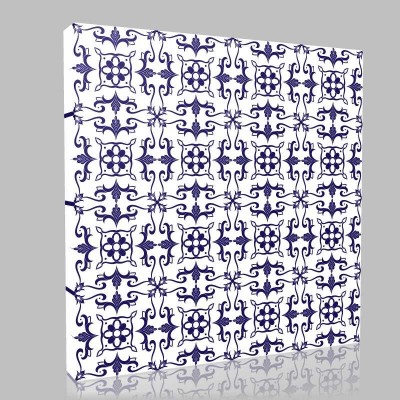 Delft Tile Pattern Vector With Blue And White Kanvas Tablo