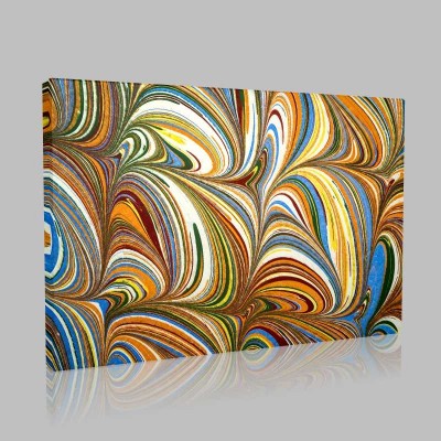 Color Paint Ebru With Waves And Tile Pattern Kanvas Tablo