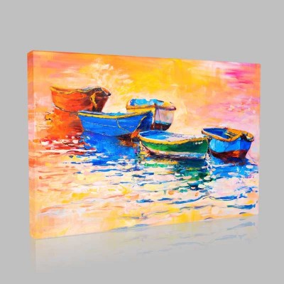 Boats And Sunset 2 Kanvas Tablo