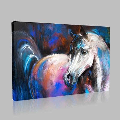 Blue White Horse Kanvas Tablo