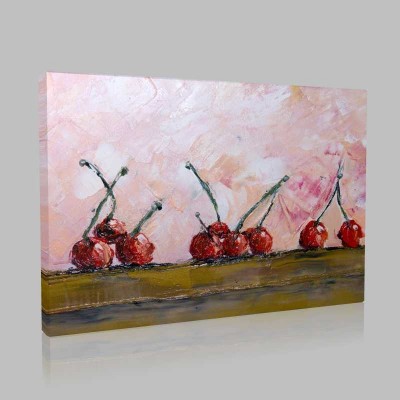 A Lot Of Red Cherries Scattered On The Table Kanvas Tablo A Lot Of Red Cherries Scattered On The Table Kanvas Tablo