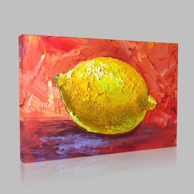 Lemon On Red Background Kanvas Tablo Lemon On Red Background Kanvas Tablo