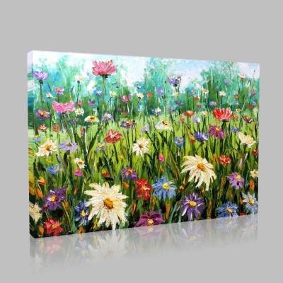 Beautiful Looming Field On Canvas Wild flowers Kanvas Tablo