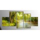 Yaz Zamanı Göl Manzarası Parçalı Tablo 150X75Cm