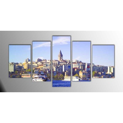 Galata Manzarası İstanbul Parçalı Tablo 135X75Cm Galata Manzarası İstanbul Parçalı Tablo 135X75Cm